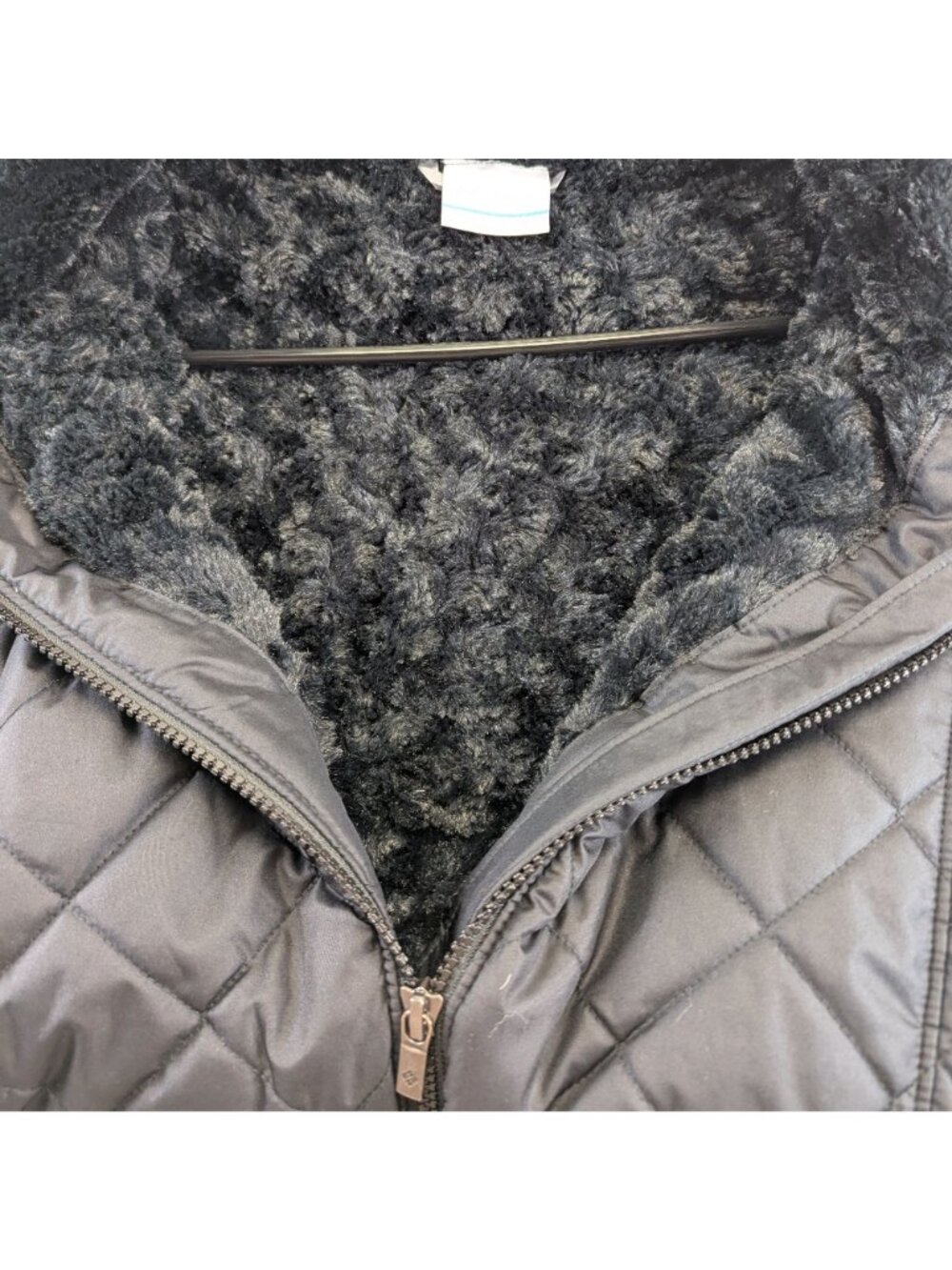 Columbia Womens XL Quilted Jacket Hooded Black Copper Crest Fleece Lined Coat - Picture 4 of 13